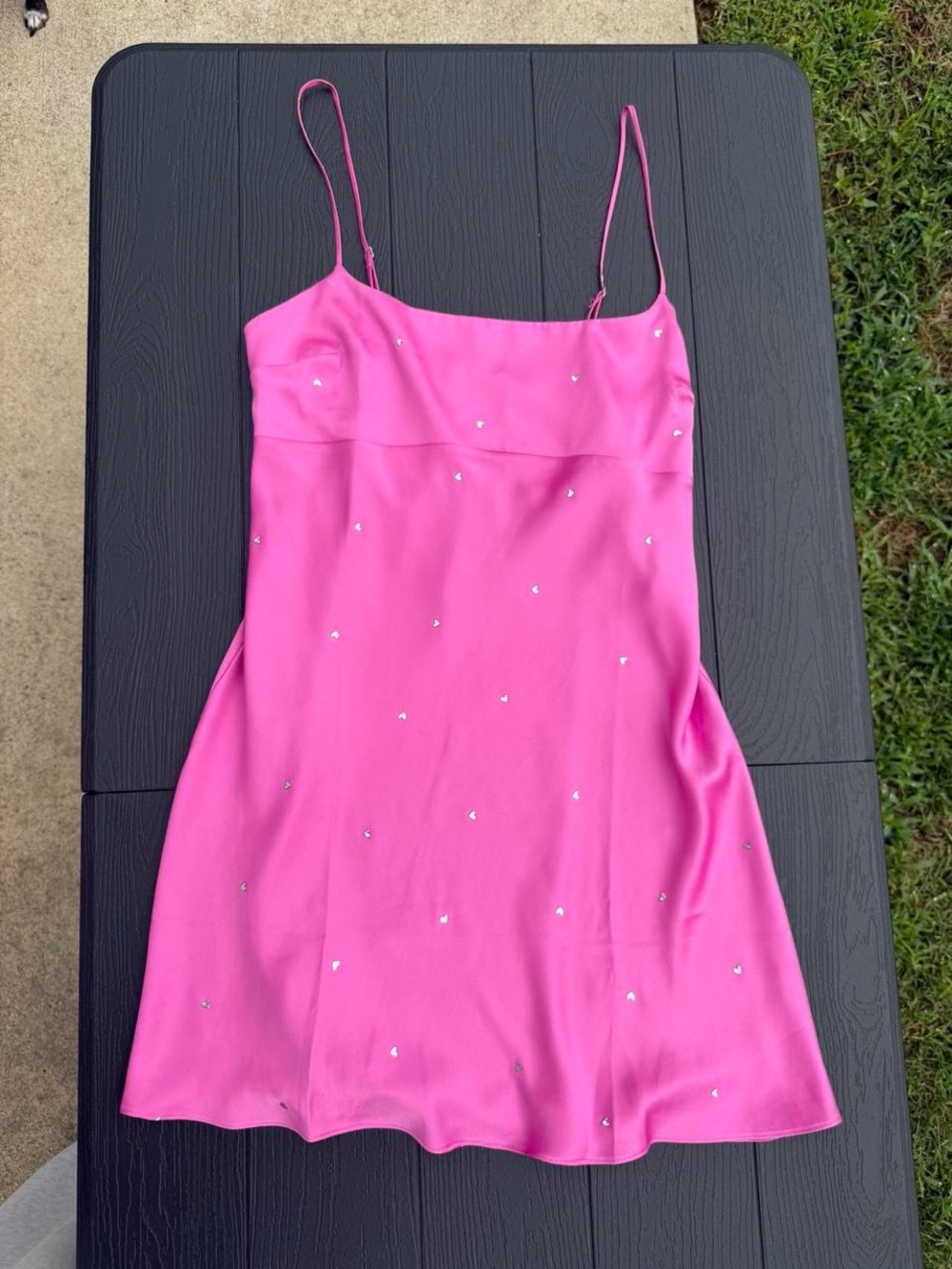Victoria's Secret Bright Pink Satin Embellished Slip Dress